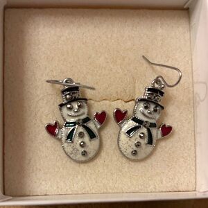 Snowman Earrings/ Two Simulated Engagement Rings